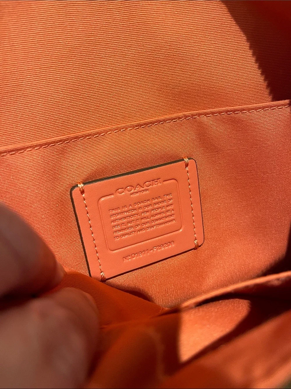 Coach Brown Signature Hobo with Coral Trim